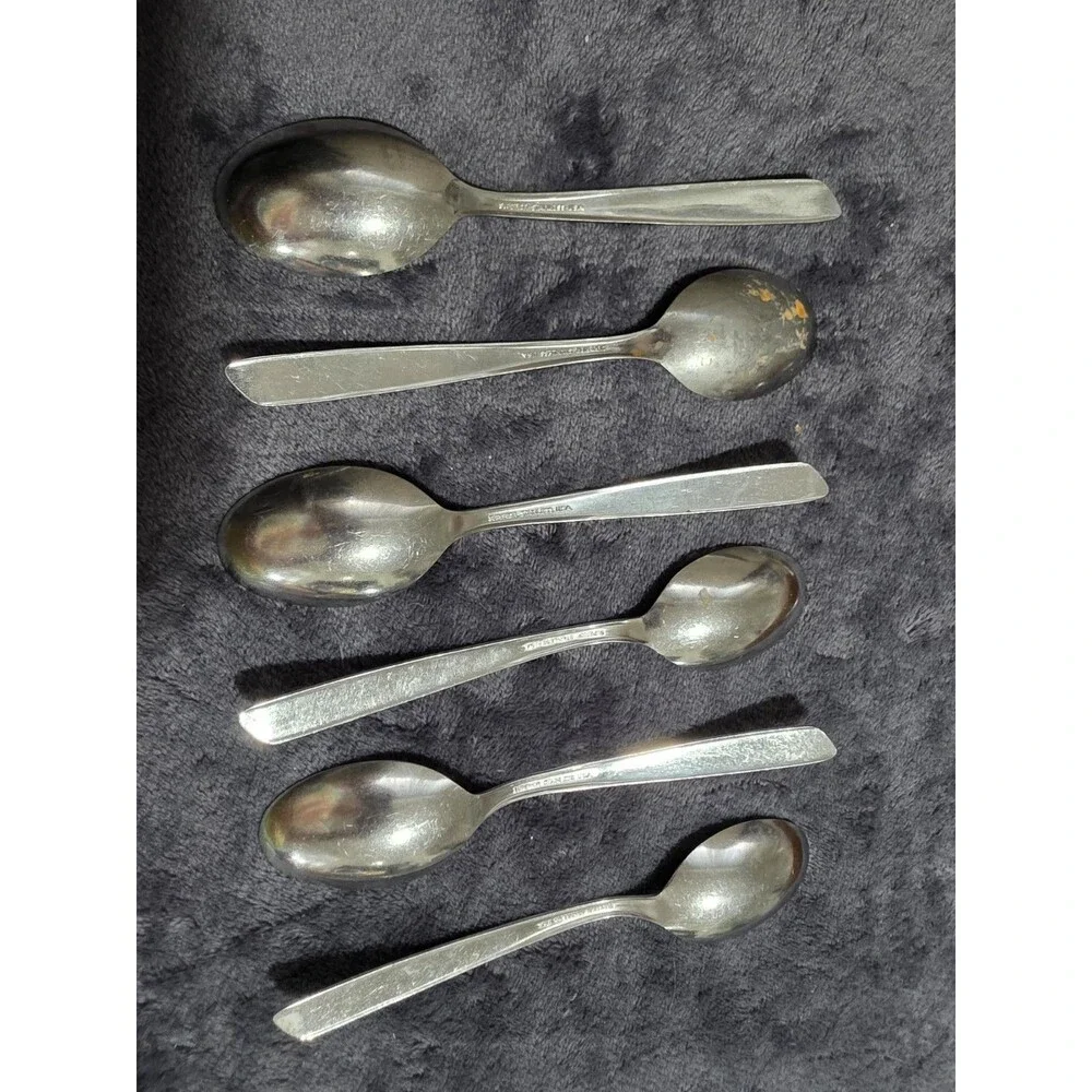 Vintage IMPERIAL USA Stainless Silverware FALCON/NOREEN Set of 6 Spoon Lot GuC